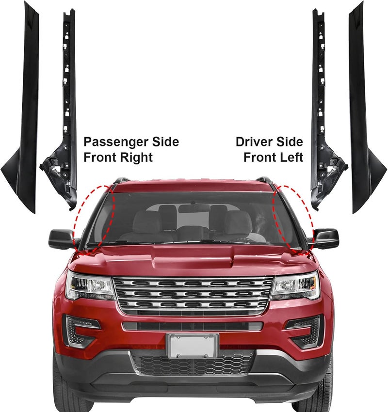 CARMOCAR A-Pillar Molding Trim Kit Outer and Inner Trim Set Replacement for 2011-2019 Ford Explorer 4 Door Utility (Left & Right) Replaces 926-451 926-450 - Image 5
